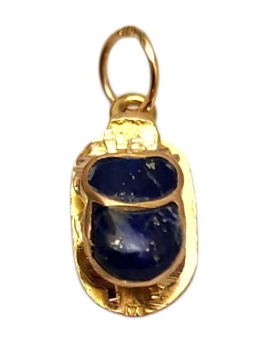 19K Yellow Gold Blue Enamel Beetle Charm #25296